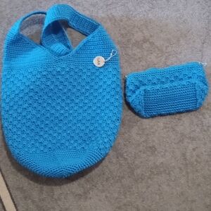 The Sak Bright Blue Hobo Bag and Pouch Set
